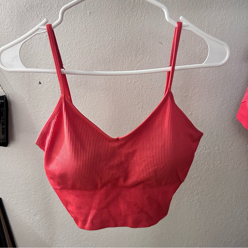 zella active padded pink fitted tank top